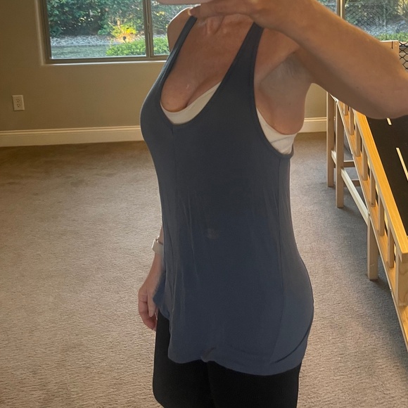 David Lerner Racerback Cotton Modal Flowy Tank Top in Blue - Picture 1 of 5
